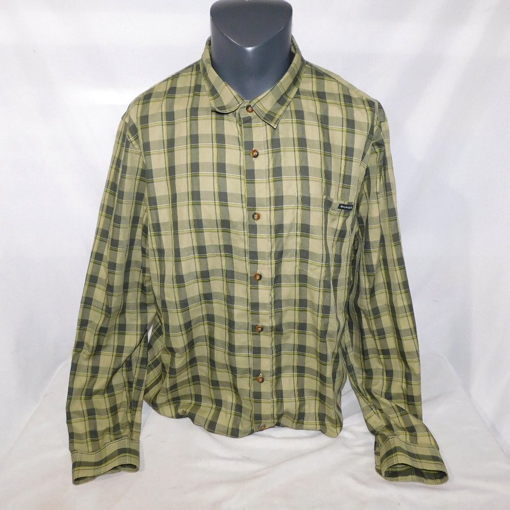 Oakley Green Two tone Plaid Long Sleeve Button Front Shirt  Mens 2XL